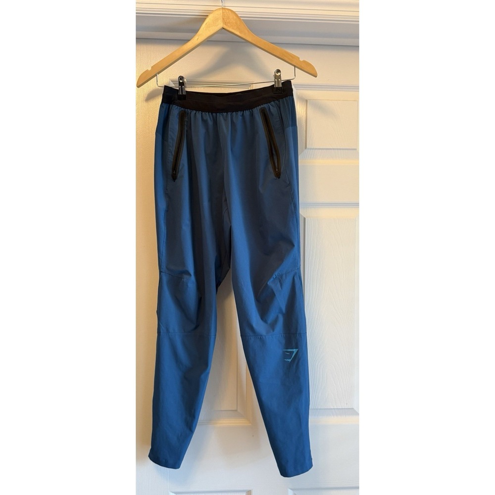 Gymshark Joggers Womens Small Blue Training Pants Athletic Zip Pocket